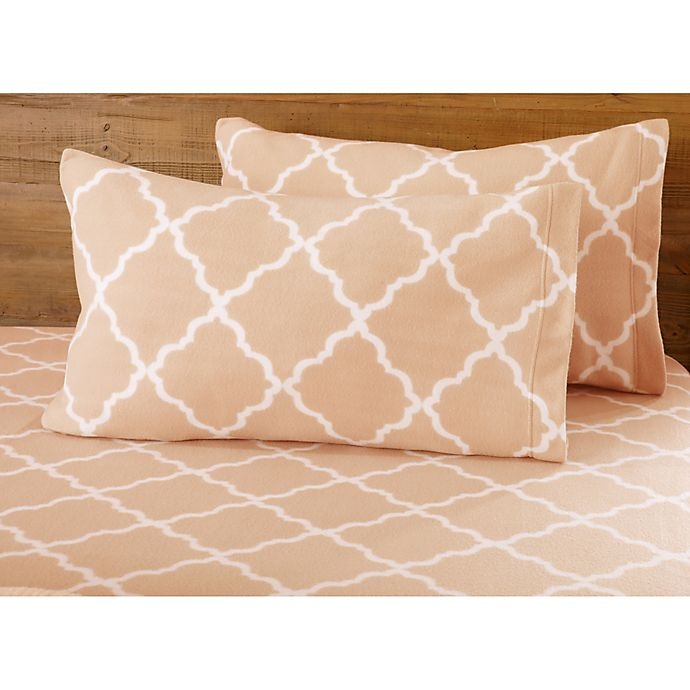 slide 1 of 1, Great Bay Home Lattice Fleece King Sheet Set - Pink Blush, 1 ct