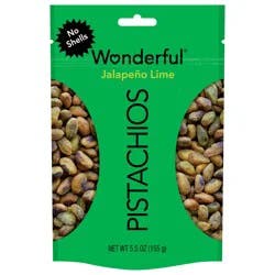 Wonderful Pistachios, No Shells Jalapeño Lime Flavored Nuts, 5.5 Ounce Bag