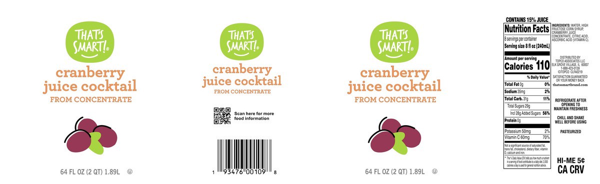 slide 11 of 14, That's Smart! Cranberry Juice Cocktail From Concentrate, 64 fl oz