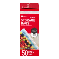 SE Grocers Resealable Storage Bags Quart - 50 CT