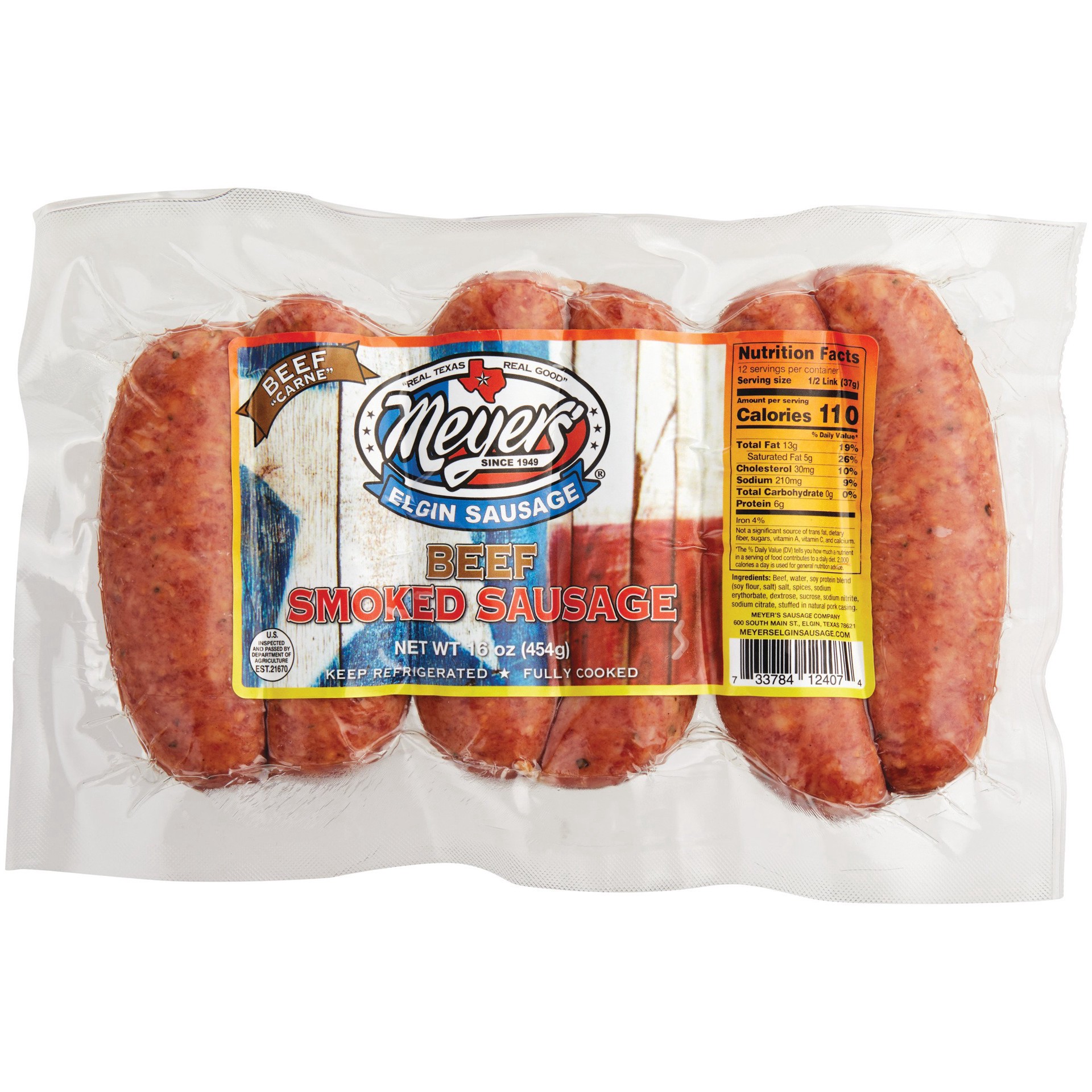 slide 1 of 1, Meyer's Beef Sausage, 16 oz