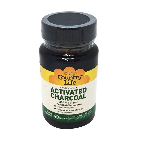 slide 1 of 1, Country Life Natural Activated Charcoal 260 Mg, 40 ct