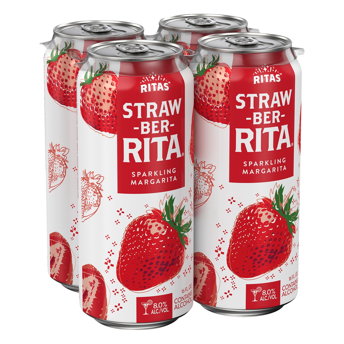 slide 3 of 8, RITAS™ Straw-Ber-Rita Malt Beverage, 16 fl. oz. Can, 16 fl oz