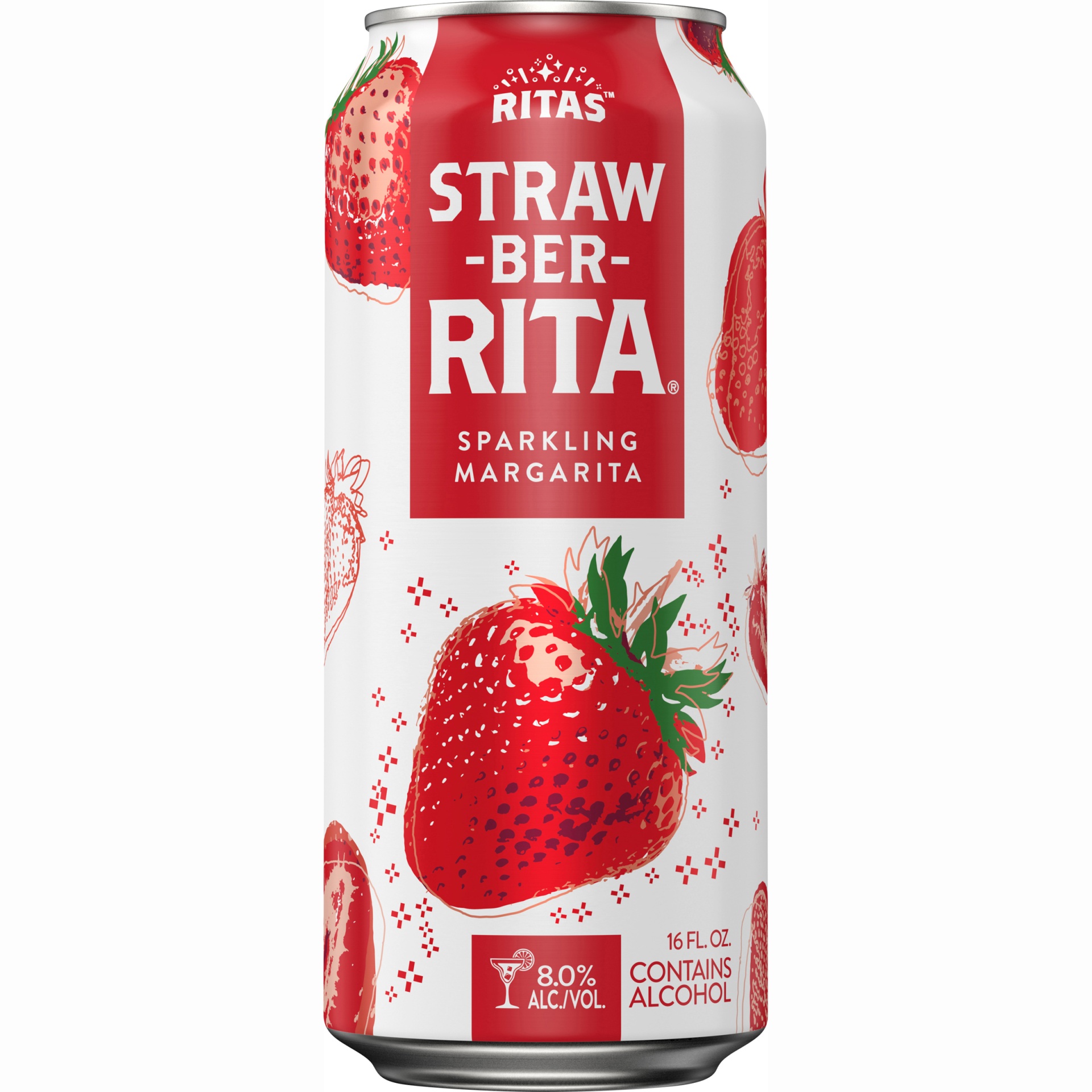 slide 1 of 1, Ritas Straw-Ber-Rita Malt Beverage, 8% ABV, 4 ct; 16 fl oz