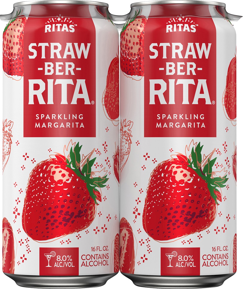 slide 1 of 8, RITAS Sparkling Straw-Ber-Rita Margarita 4 ea, 4 ct; 16 oz