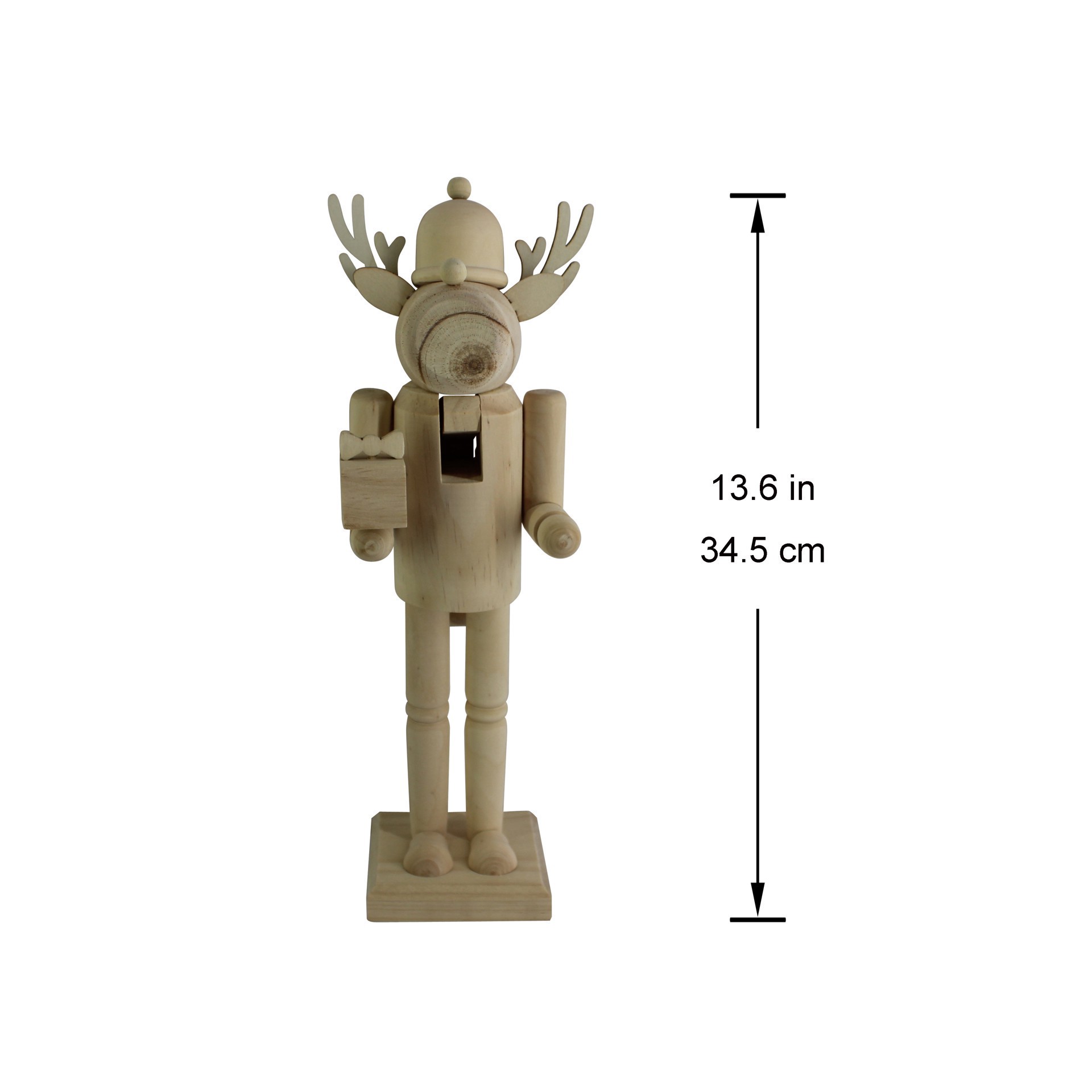 slide 4 of 5, 14" Reindeer With Gift Diy Pinewood Nutcracker By Make Market, 14 in