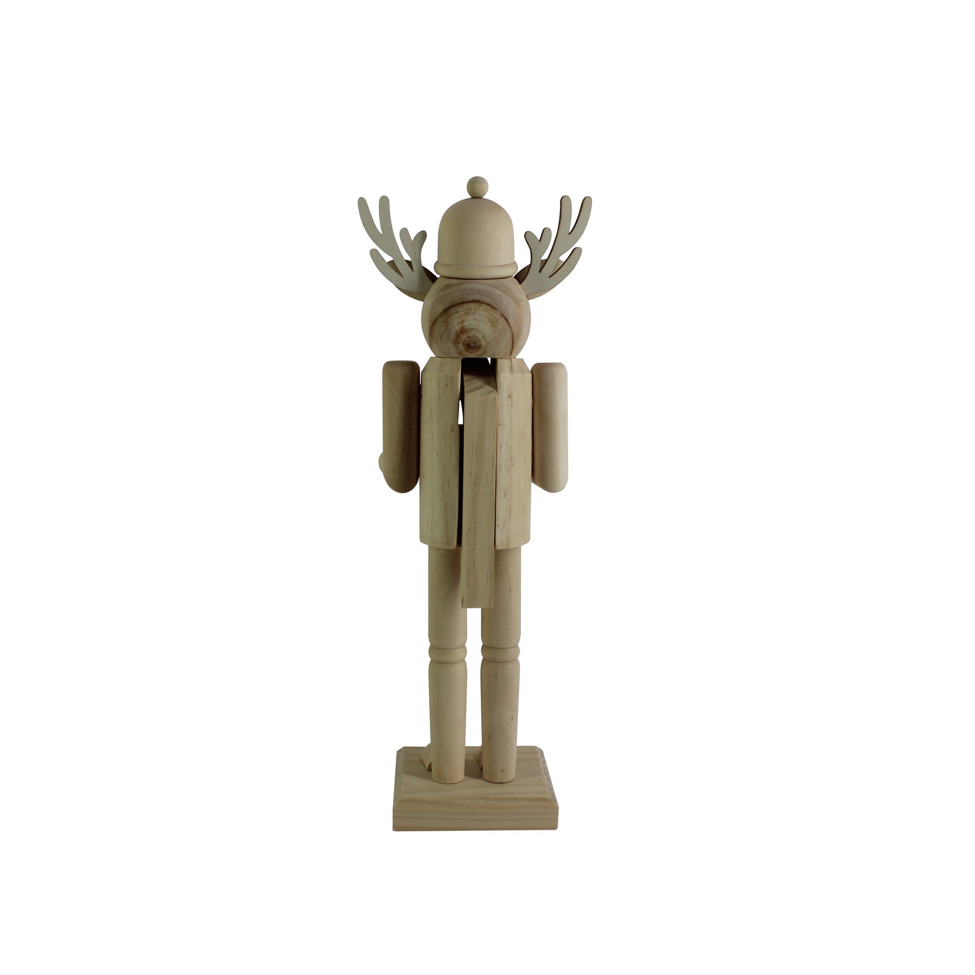 slide 3 of 5, 14" Reindeer With Gift Diy Pinewood Nutcracker By Make Market, 14 in