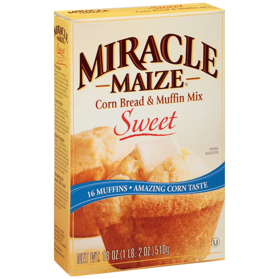 slide 5 of 8, Miracle Maize Sweet Corn Bread & Muffin Mix, 18 oz