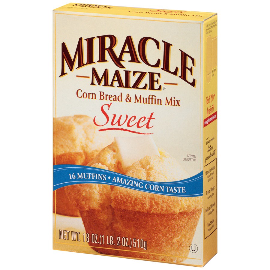 slide 7 of 8, Miracle Maize Sweet Corn Bread & Muffin Mix, 18 oz