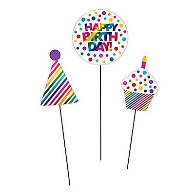 slide 1 of 1, Creative Converting Rainbow Foil Assorted Centerpiece Sticks, 3 ct