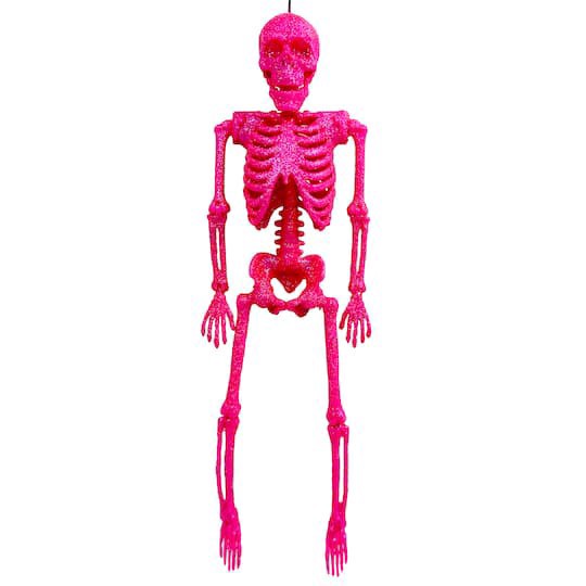 slide 1 of 1, 8" Hot Pink Glitter Skeleton By Ashland, 8 in