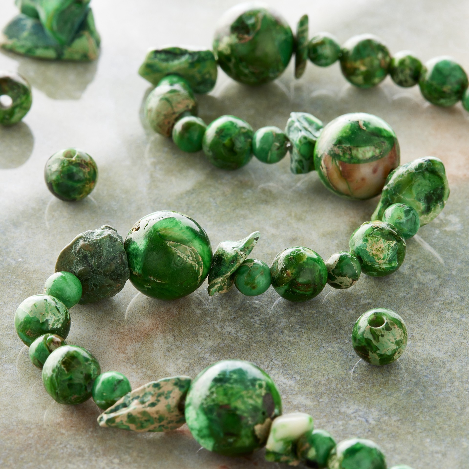 slide 2 of 3, Green Jasper Stone Mix Beads By Bead Landing, 4mm-8mm