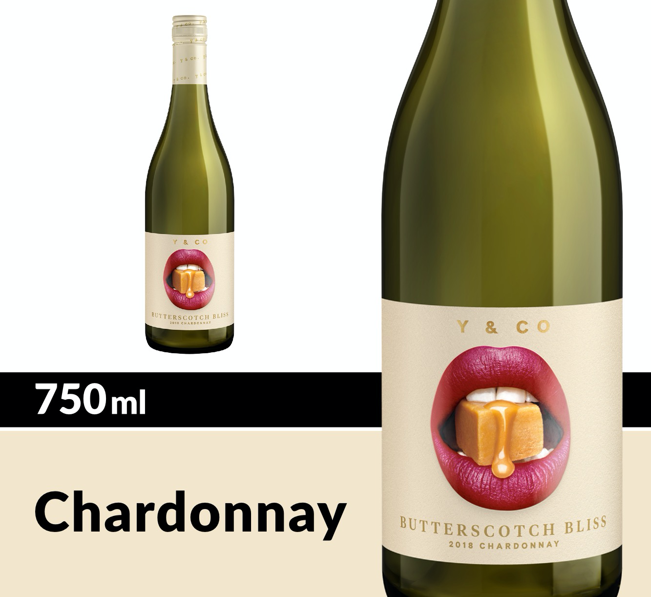 slide 5 of 6, Y & Co Butterscotch Bliss Chardonnay White Wine, 750 mL Bottle, 25.36 fl oz