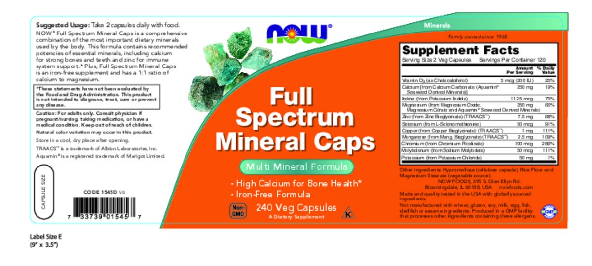 slide 7 of 8, NOW Full Spectrum Mineral Caps - 240 Veg Capsules, 240 ct