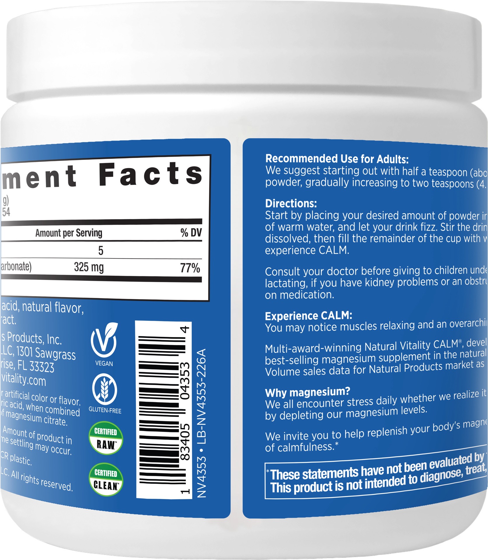 slide 4 of 5, Natural Vitality Calm Powder Cherry Flavor, 1 ct