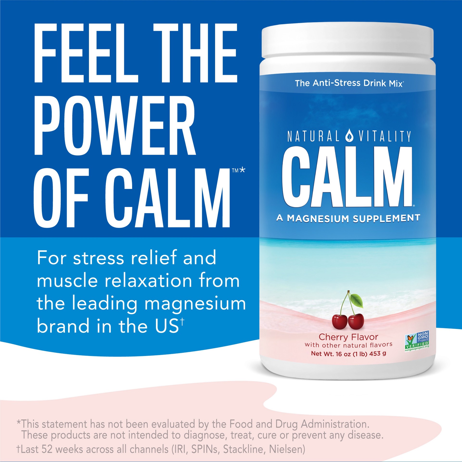 slide 5 of 5, Natural Vitality Calm Powder Cherry Flavor, 1 ct