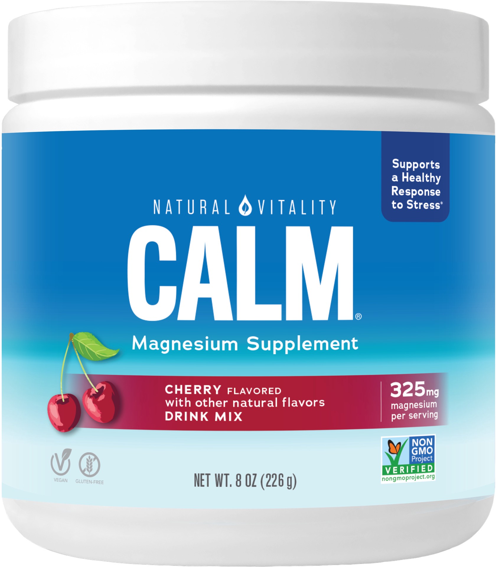 slide 1 of 5, Natural Vitality Calm Powder Cherry Flavor, 1 ct