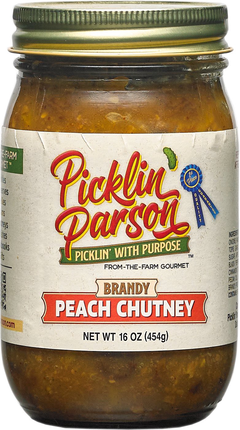 slide 1 of 1, Picklin' Parson Brandy Peach Chutney, 11 oz