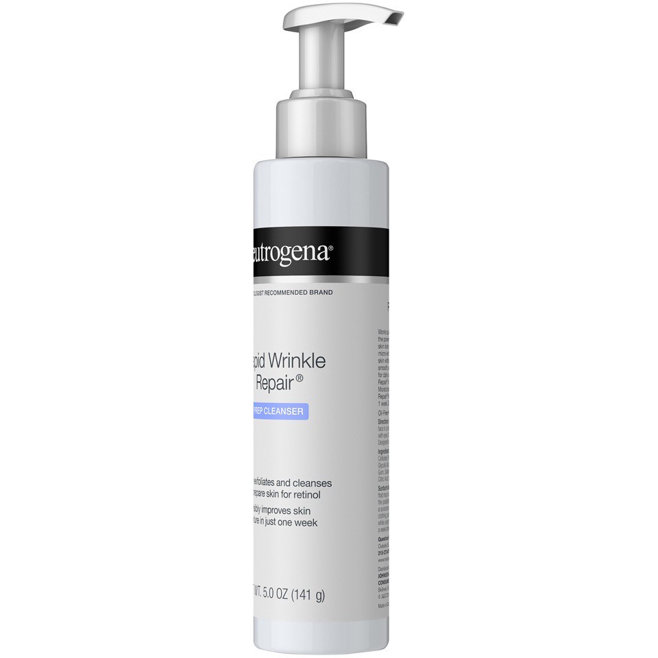 slide 3 of 6, Neutrogena Rapid Wrinkle Repair Anti-Wrinkle Retinol Prep Facial Cream Cleanser with Glycolic Acid and Micro-Exfoliant to Gently Cleanse and Exfoliate Skin, Oil-Free and Non-Comedogenic, 5 oz, 5 oz