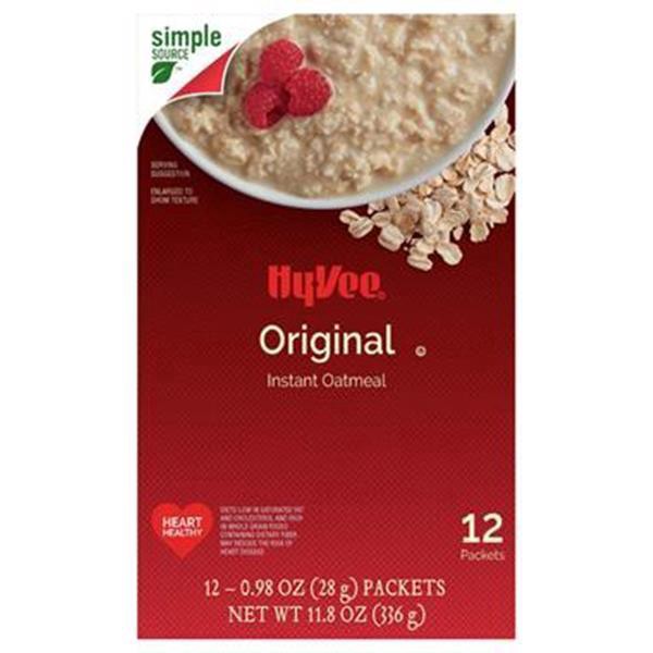 slide 1 of 1, Hy-Vee Instant Oatmeal, Original, 12 ct
