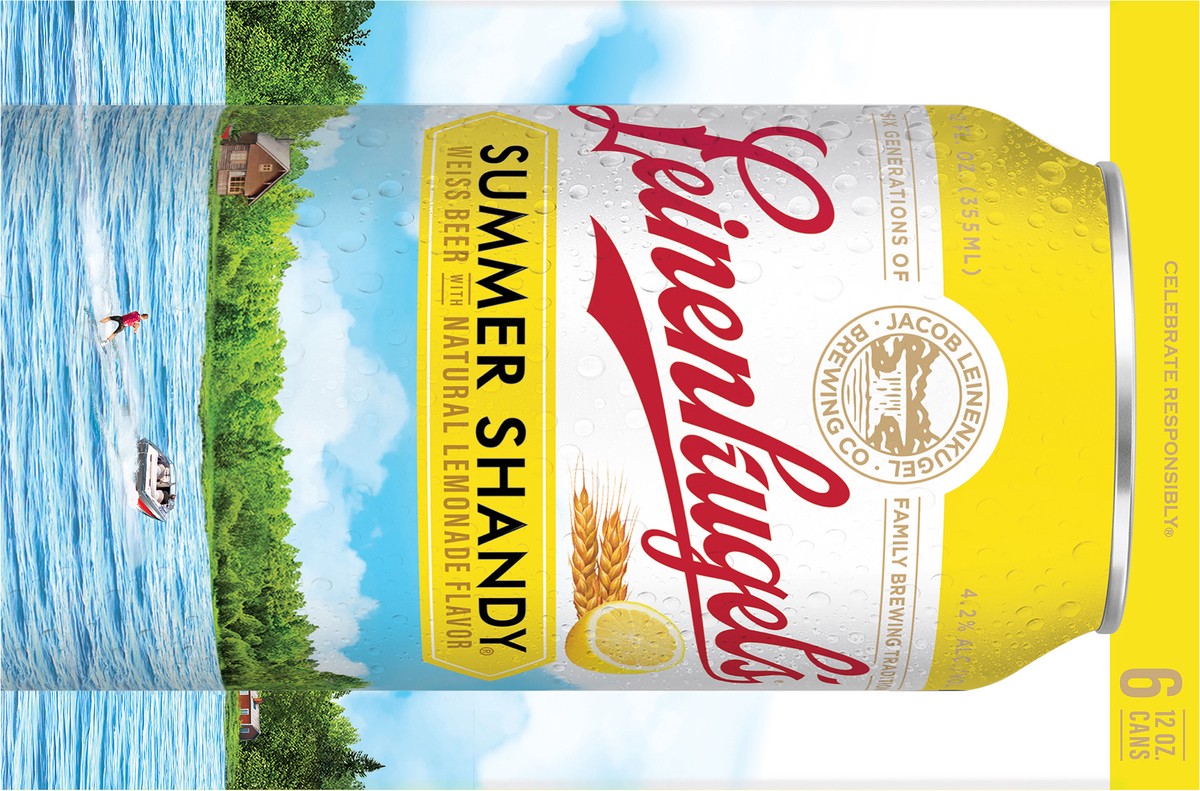 slide 4 of 11, Leinenkugel's Summer Shandy Craft Beer, 4.2% ABV, 6-pack, 12-oz beer cans, 12 fl oz