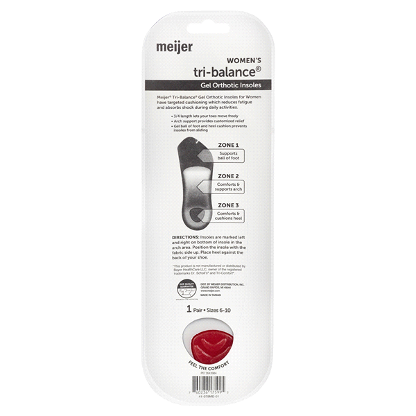 slide 4 of 5, Meijer Tri Balance Gel Advanced Orthotic Insoles Women's, 1 pair, 1 CT      