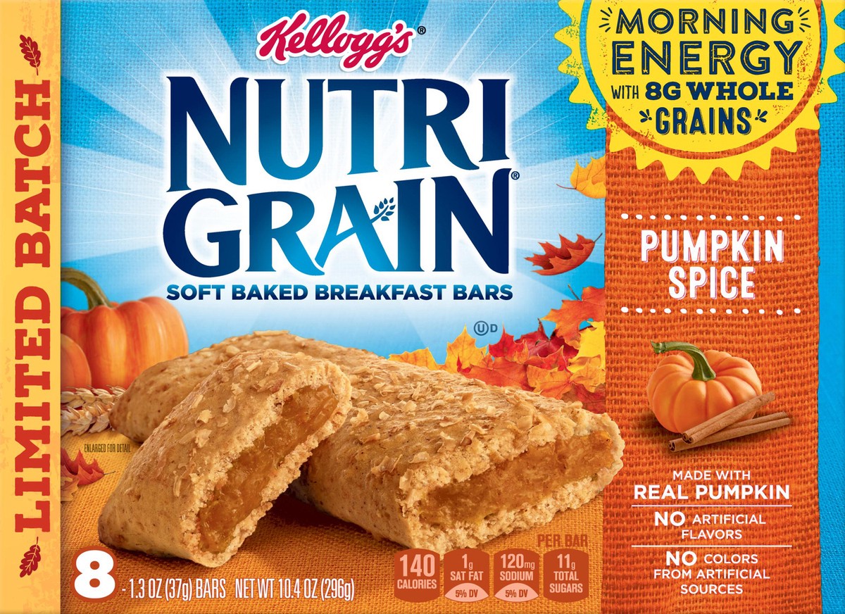 slide 8 of 10, Nutri-Grain Pumpkin Spice Soft Baked Breakfast Bar, 10.4 oz