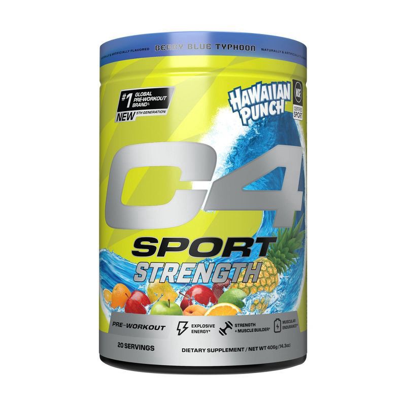 slide 1 of 7, C4 Sport Sport Strength Berry Blue Typhoon Pre-Workout 14.3 oz, 14.3 oz