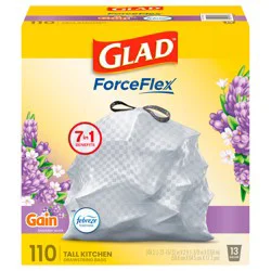 Glad Force Flex Drawstring Gain Lavender Odor Shield 13gal 110ct