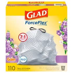 Glad Force Flex Drawstring Gain Lavender Odor Shield 13gal 110ct