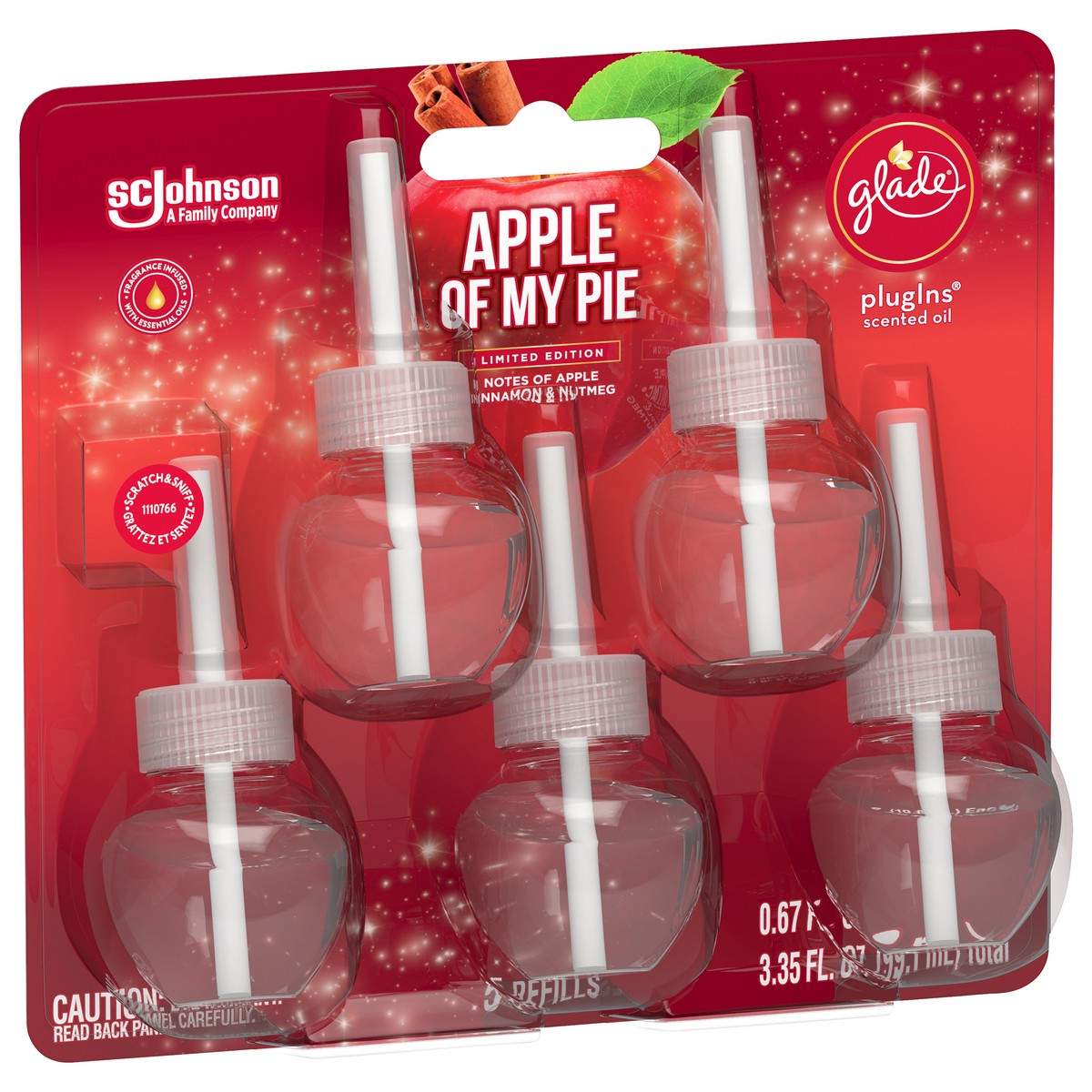 slide 4 of 5, Glade Plug In Refills, 5 Refills, Electric Scented Oil, Apple Of My Pie, 3.35 fl oz