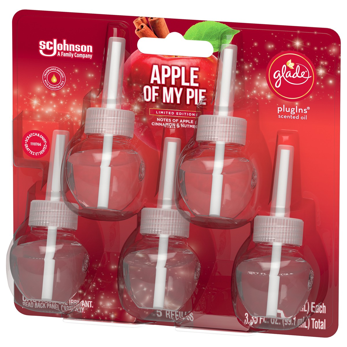 slide 3 of 5, Glade Plug In Refills, 5 Refills, Electric Scented Oil, Apple Of My Pie, 3.35 fl oz
