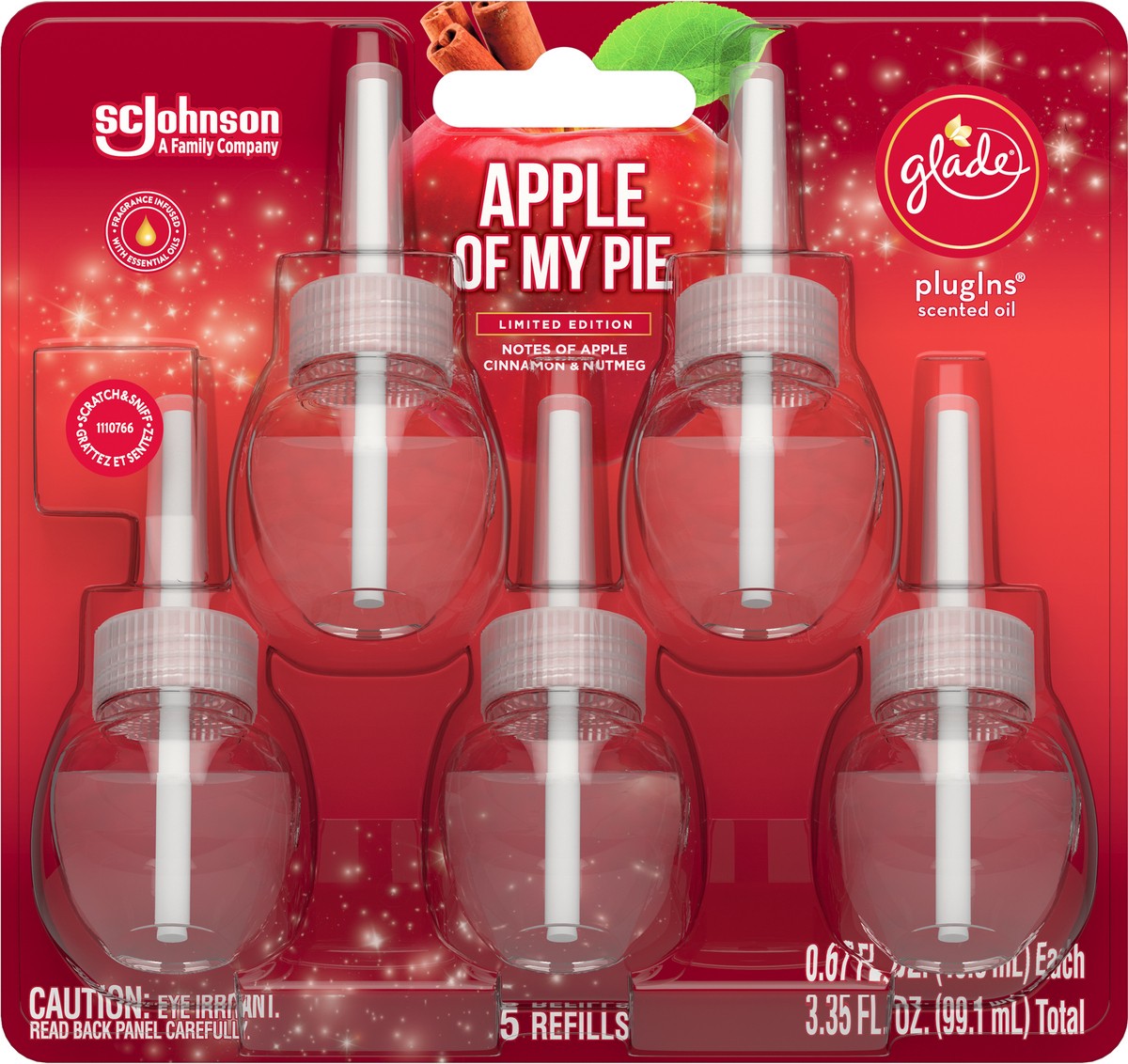 slide 2 of 5, Glade Plug In Refills, 5 Refills, Electric Scented Oil, Apple Of My Pie, 3.35 fl oz