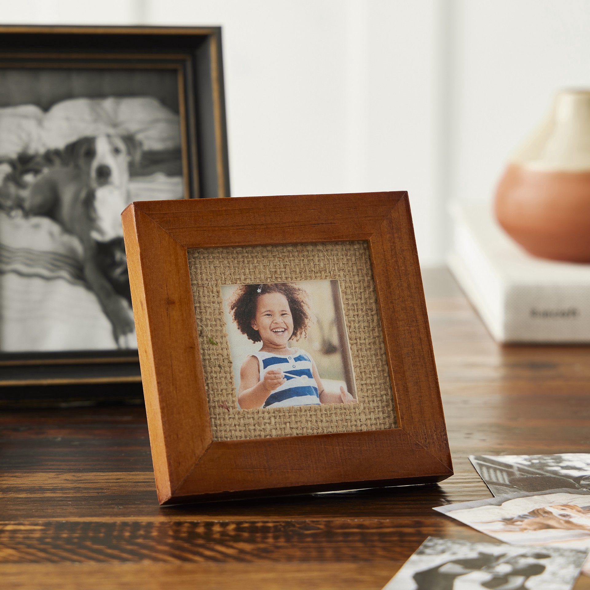 slide 2 of 3, Mini Walnut Frame With Burlap Mat By Studio Decor, 2 in x 2 in