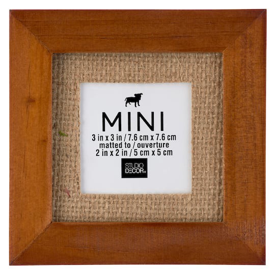 slide 1 of 3, Mini Walnut Frame With Burlap Mat By Studio Decor, 2 in x 2 in
