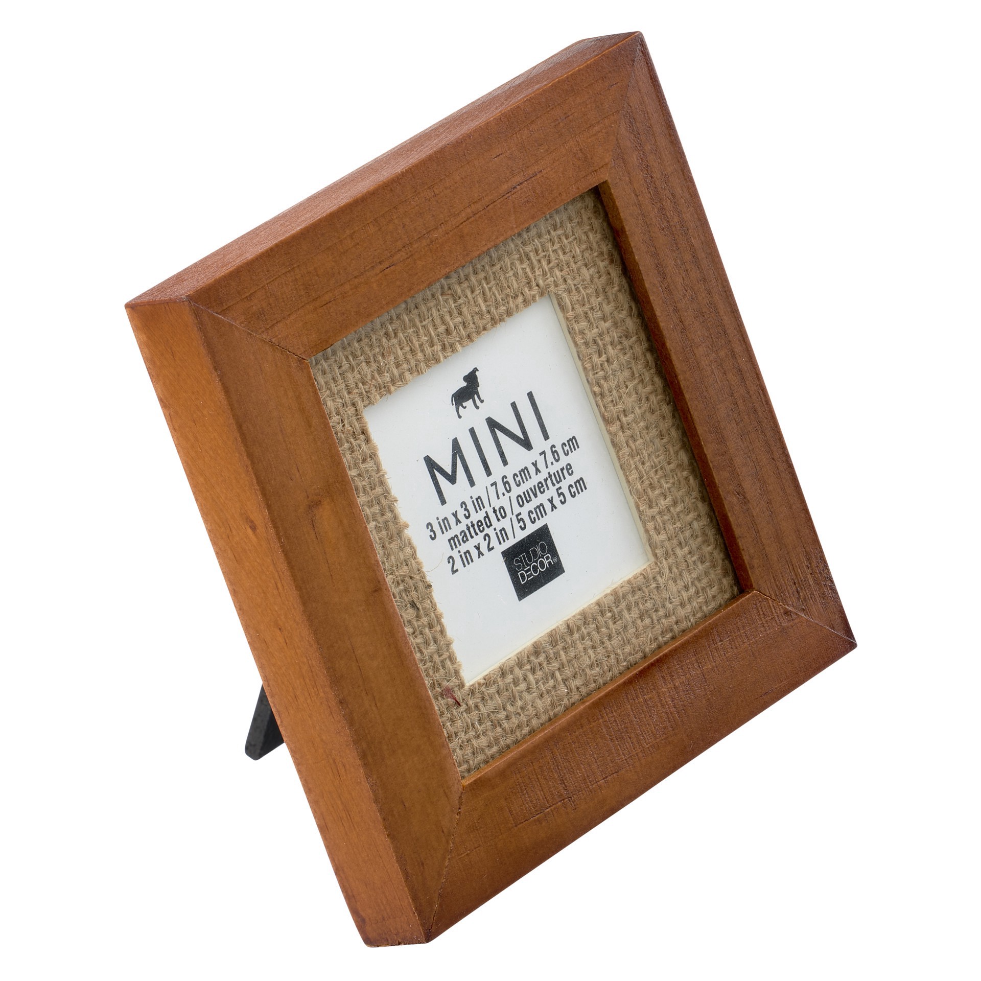 slide 3 of 3, Mini Walnut Frame With Burlap Mat By Studio Decor, 2 in x 2 in