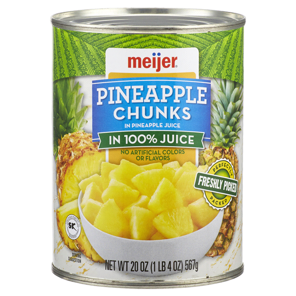 slide 1 of 1, Meijer Chunk Pineapple in Pineapple Juice, 20 oz
