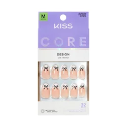 Kiss Core Design Press On Nails Almond, Our Moment, Neutral, Medium, 32 Count