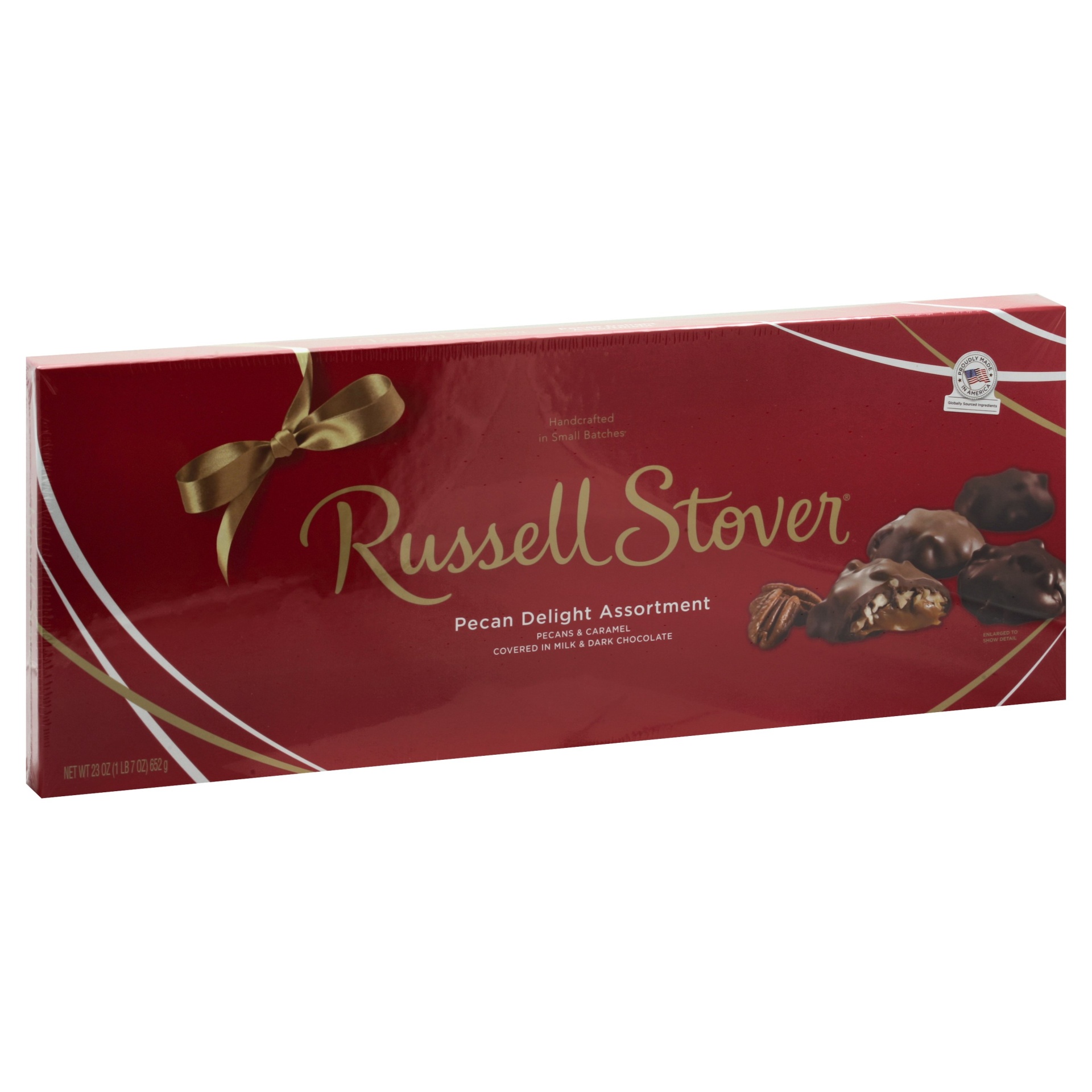 slide 1 of 1, Russell Stover Pecan Delight Christmas Box, 23 oz