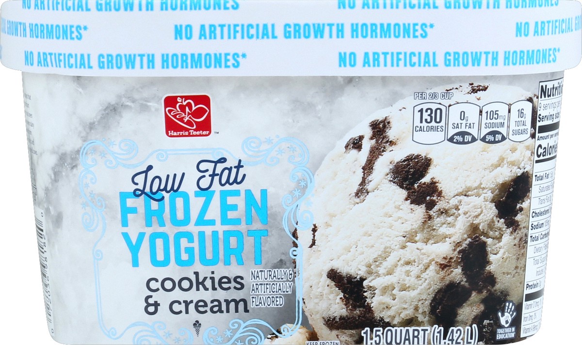 slide 4 of 4, Harris Teeter Low Fat Cookies N' Cream Frozen Yogurt, 48 oz