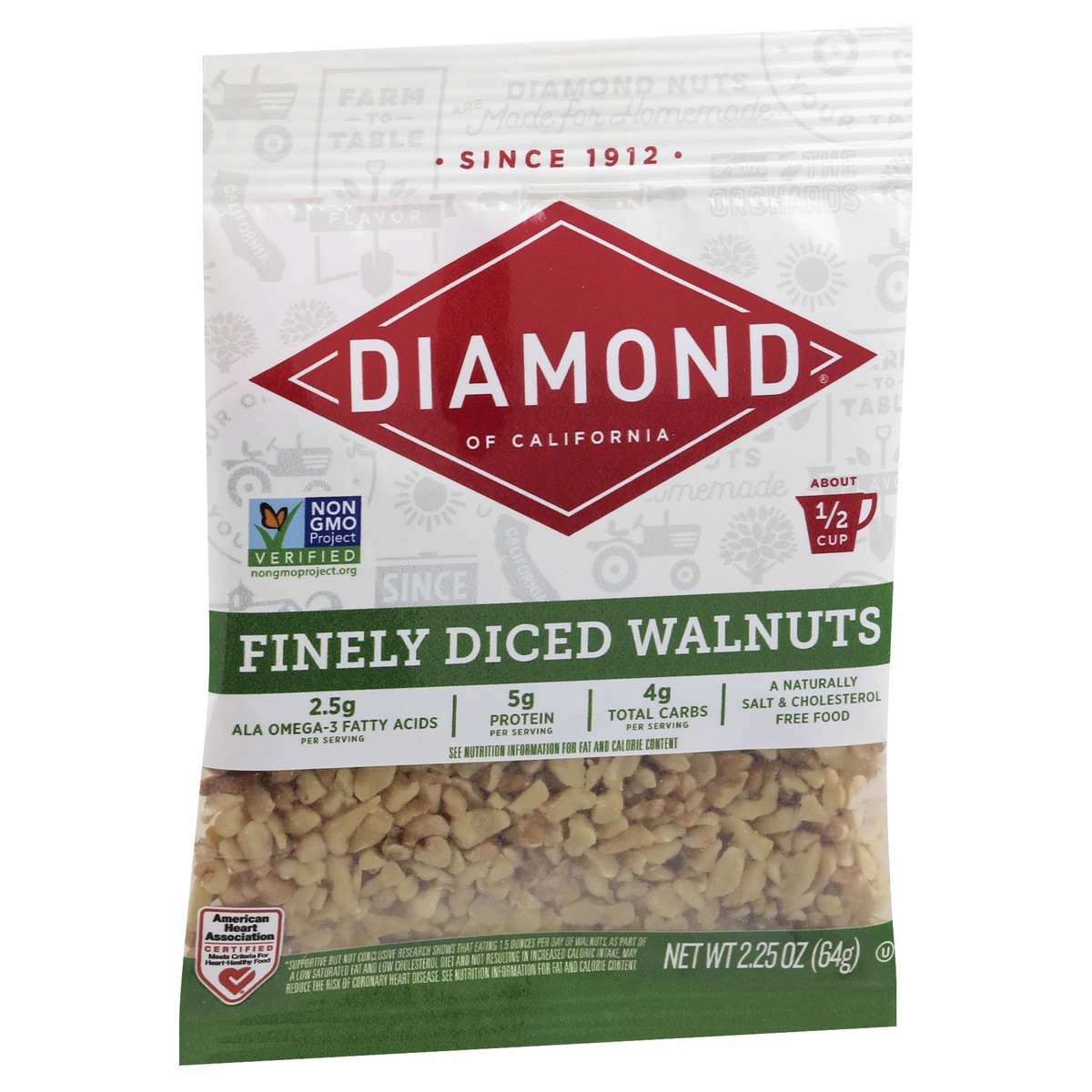 slide 2 of 9, Diamond of California Finely Diced Walnuts 2.25 oz, 2.25 oz