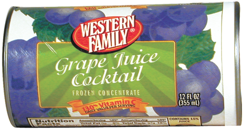 slide 1 of 1, Western Family Grape Juice Cocktail Frozen, 12 oz