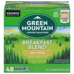 Green Mountain Coffee Roasters Breakfast Blend Single-Serve Keurig K-Cup Pods, Light Roast Coffee, 48 Count