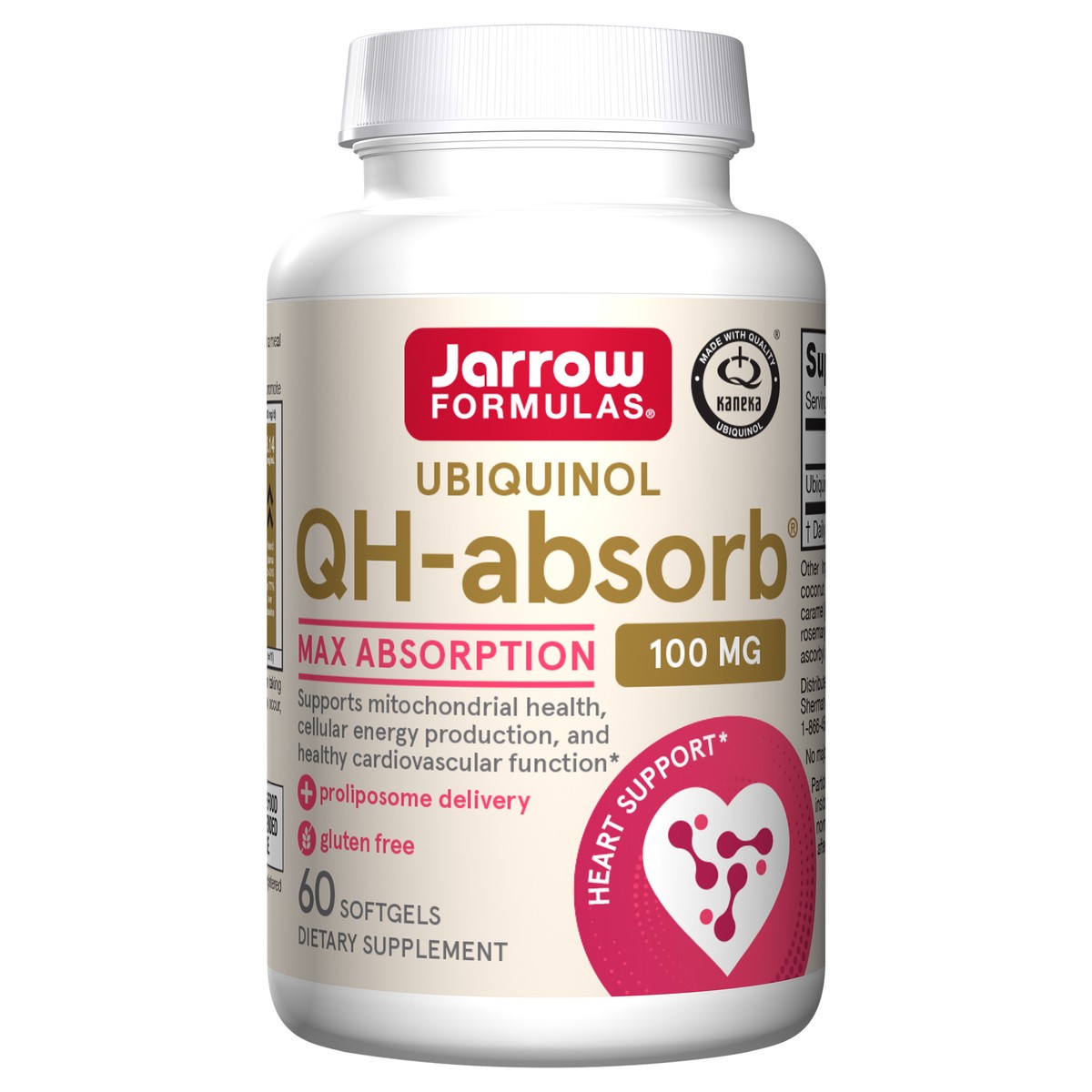 slide 1 of 4, Jarrow Formulas QH-absorb 100 mg Max Absorption - Ubiquinol - Dietary Supplement - Supports Mitochondrial Health, Cellular Energy Production & Cardiovascular Function - Up to 60 Servings (Softgels), 60 ct