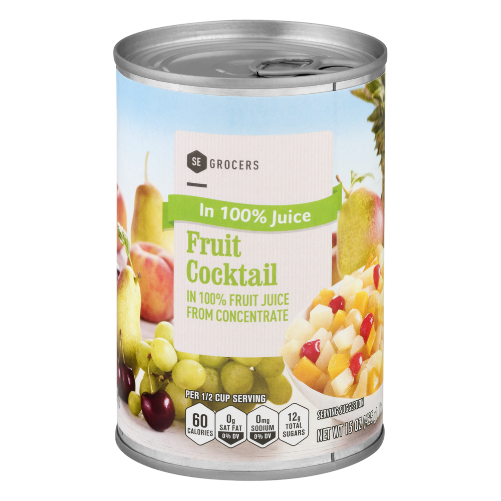 slide 1 of 1, SE Grocers Fruit Cocktail In 100% Juice - 15 oz, 15 oz