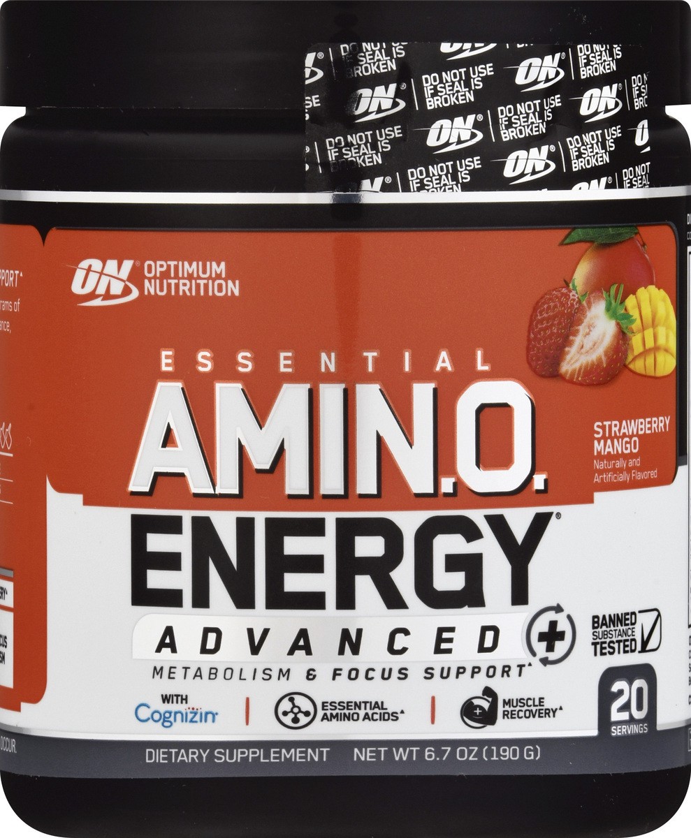 slide 7 of 12, Optimum Nutrition Essential Advanced Strawberry Mango Amino Energy 6.7 oz, 6.7 oz