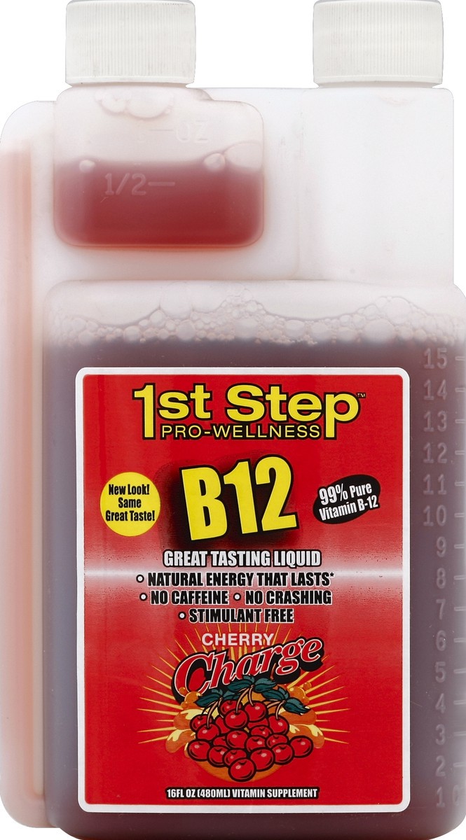 slide 4 of 4, High Performance Fitness 1st Step For Energy B-12 Cherry Charge Liquid, 16 oz