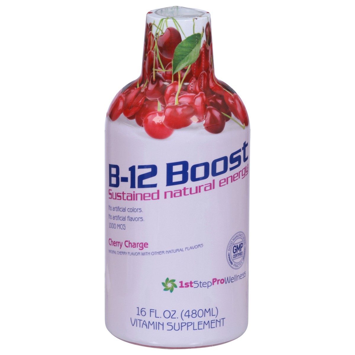 slide 1 of 4, High Performance Fitness 1st Step For Energy B-12 Cherry Charge Liquid, 16 oz