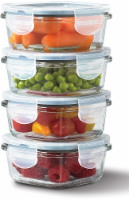 slide 1 of 1, Mason Craft And More Shallow Square Glass Food Container Set - 8 Piece - Clear, 5 oz