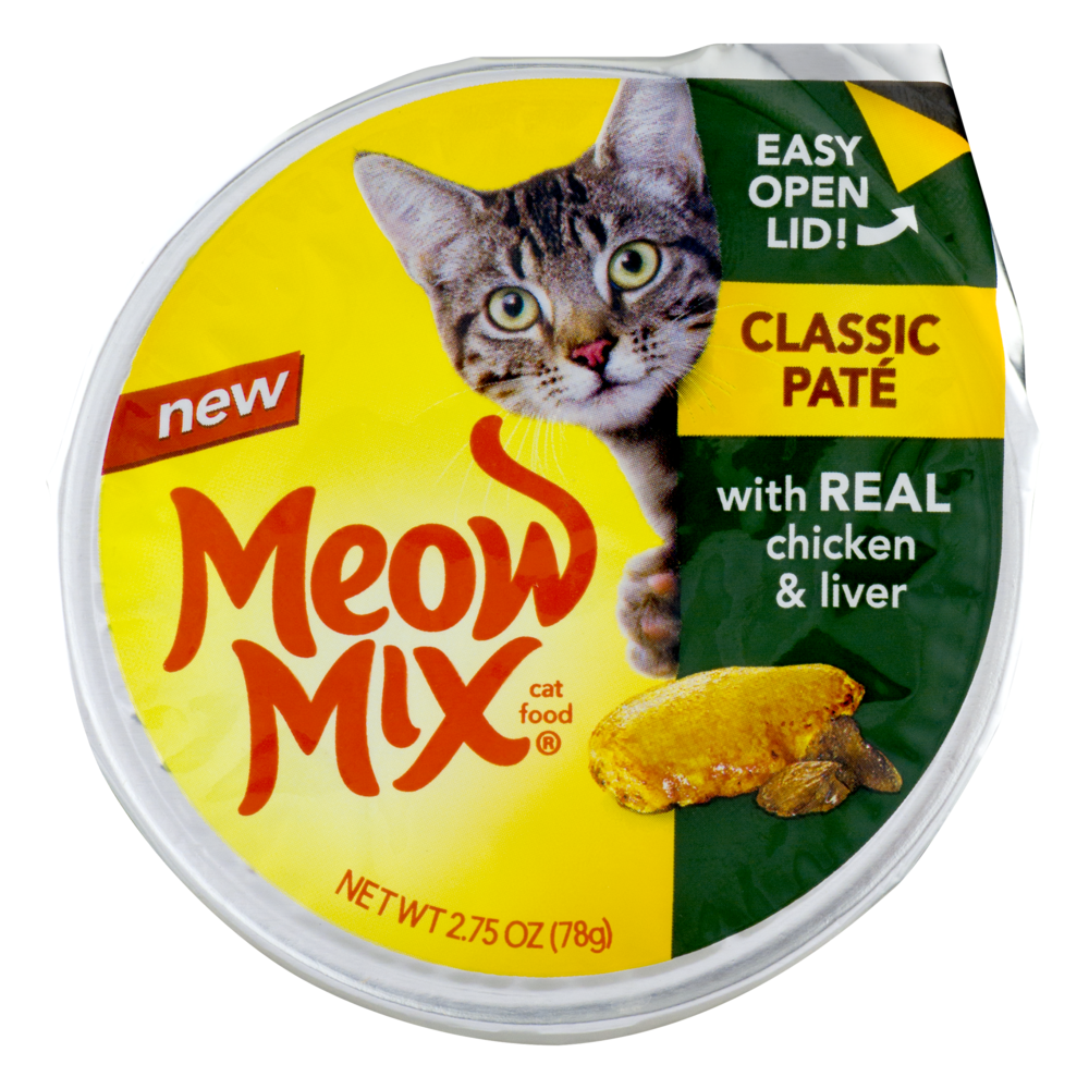 slide 1 of 1, Meow Mix Pate Classic Pate with Real Chicken & Liver Wet Cat Food, 2.75 oz